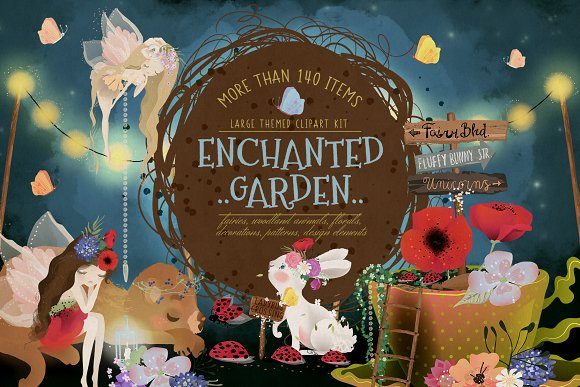 Enchanted Garden Clipart Kit: A Creative Resource for Design Enthusiasts