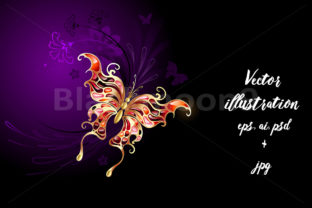 Gold Butterfly on a Purple Background