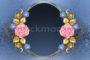 Oval Banner with Pink Roses