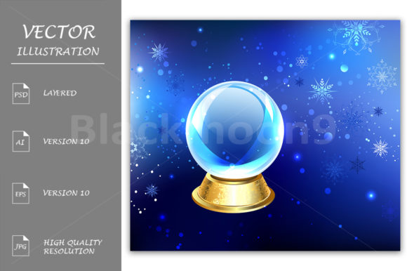 Snow Globe on a Blue Background